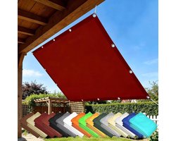Zonnezeil 360 x 740 cm UV Bescherming, Weerbestendig, Zonder Boren, met Oogjes en Touw Zonneschermzeil Onwering Vierkant Waterdicht Voor Tuin, Balkon, Terras, Camping, Roest Rood