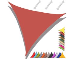 Zonnezeil, driehoekig, waterdicht, 95% uv-bescherming, tuin, terras, zwembad, buiten, met touw（Roest Rood, 3x3x4.3m)