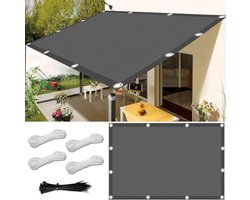 Zonnezeil Rechthoekig 1,5 x 2 Meter - Waterdicht UV-Beschermend Schaduwnet voor Balkon, Terras en Tuin - Inclusief Bevestigingskoord - Donkergrijs