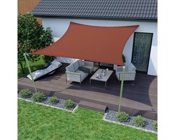 Zonnezeil, waterdicht, zonwering, Oxford-weefsel, uv-bescherming, voor balkon, terras, tuin, camping, outdoor, roest, rood, 2 x 3 m