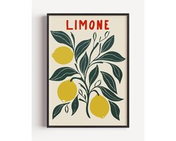 Zonnige Citroen Illustratie Poster - Poster 100x150 cm - Sfeervolle Wanddecoratie voor Woonkamer & Slaapkamer - Premium papier - zonder lijst