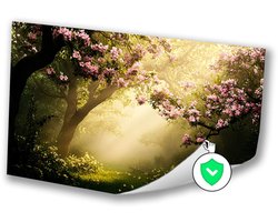 Zonovergoten bos met bloesembomen - Natuur muurdecoratie - Poster bloemen - Impressionisme - Poster woonkamer - Wanddecoratie - Poster 90x60 cm