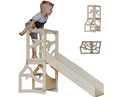 Zonovi Leertoren- Montessori Keukentrap - Learning Tower - Speeltafel - Kindertafel - Kinder trap - Leertoren - Keuken toren - Keukenhulp - Leerstoel - Met Glijbaan - Voor Peuters - Opvouwbaar - Inklapbaar - 3 in 1 - Hout - Inclusief Antislip Strips