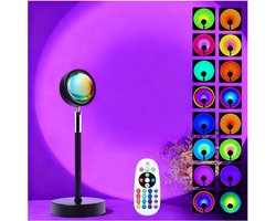 Zonsondergang Lamp Projector – LED Verlichting met 16 Kleuren – Afstandsbediening Inclusief – 4 Lichtmodi – Voor Fotografie en Decoratie – 1 Stuk