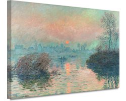 Zonsondergang op de Seine bij Lavacourt - Claude Monet wanddecoratie - Zonsondergang wanddecoratie - Muurdecoratie Natuur - Wanddecoratie industrieel - Canvas schilderijen woonkamer - Schilderijen 100x75 cm