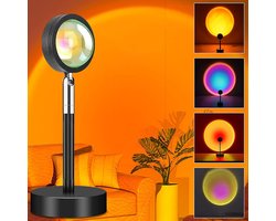 Zonsonderganglamp - Regenbooglichtprojector - Sunset lamp - 360 graden rotatie - 16 meerkleurige veranderende kleuren - LED-regenboogprojectorlicht met afstandsbediening - Nachtprojectorlicht voor selfie/fotografie/huis/slaapkamer/woonkamerdecoratie