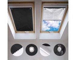 Zonwerende verduisterende rolgordijn voor VELUX dakraam GGU GGL GPU GPL GHL GTU GTL GXU GXL - 60 x 73 cm - zonder boren met zuignappen - zilveren coating verduisteringsgordijn zuignappen