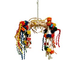 Zoo-Max - Moskito Medium - hangend papegaaien speeltje - leer - hout - touw