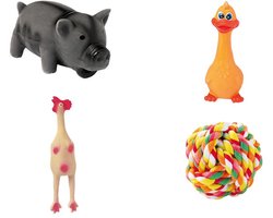 Zoofari Apporteerspeelgoed voor honden - 4 stuks - met Piepgeluid - Speelbal zonder geluid