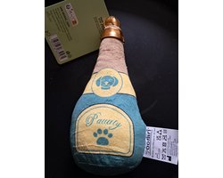 Zoofari Hondenspeelgoed Champagne fles - Met piep geluid - Speelgoed knuffel - Voor werp - en apporteerspel