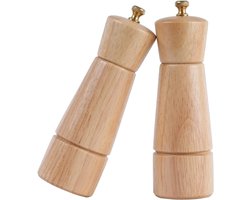 Zout en Peper Molen Set Verstelbare Keramische en Roestvrij Stalen Molen Rubber Hout 165 cm Hoogte Bodem Diameter 5 cm (Dienblad NIET Inbegrepen)
