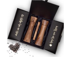 Zout- en pepermolen hout incl. onderzetter - Luxe geschenkdoos - Duits - huwelijkscadeau bruidspaar