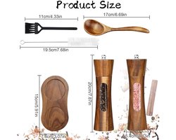 Zout- en pepermolen set van 2 - handmatig - 20 cm - hout