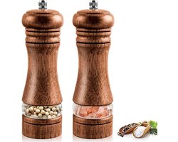 Zout- en pepermolen - Set van 2 - Houten zout- en pepermolen - Handmatige zout- en pepermolen - Verstelbare keramische kruidenmolen - Pepermolen - Geschikt voor in de keuken