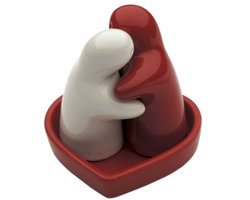 Zout- en Peperstrooier Set met Hartvormige Onderzetter - 3-delig