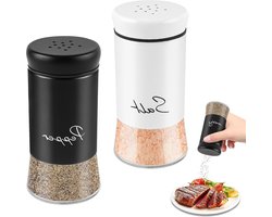 Zout- en peperstrooiers set van 2 - glazen bodem en roestvrijstalen deksel - 150 ml - zwart en wit - keukenaccessoires - thuis keuken restaurant Zoutpot