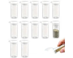 Zout- en Peperstrooiers van Plastic - Extra Klein - Met Deksel - 10 ml - Verpakking van 12