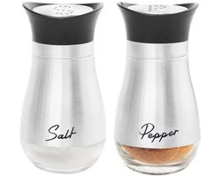 Zout- en peperstrooierset - 2 stuks, 4 modellen (zwart, wit, zilverkleurig)