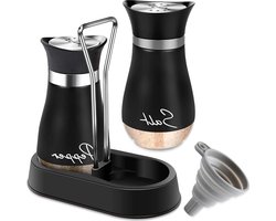 Zout- en peperstrooierset - glazen bodem - zoutvaatje - kruidenstrooier - keukenaccessoires - peperstrooier - zout peperstrooier - houder - glas - roestvrij staal - keuken - barbecue .