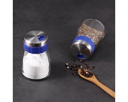 Zout- en peperstrooierset, volledig afneembaar, vaatwasmachinebestendig, 3 modi, blauw