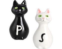 Zout- en pepervaatje kat - porselein - schattige ontwerpen - perfect voor de eettafel - m-winkel
