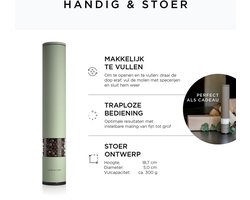 Zout Pepermolen Handmatig groot (28,8cm) met instelbare keramische molen van grof naar fijn I Design Kruidenmolen (Sage)