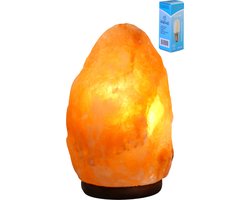 Zoutlamp 4-6kg met LEDLAMP - Himalaya Zout 100% Natuurlijk - Tafellamp met LED Lamp van Natuurlijk Haliet Zoutkristal met Sfeervol Warm Licht - Extra Lange Kabel 1.8mtr - ca. 25x15cm
