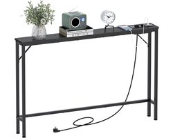 ZRNS® Muurtafel - Wandtafel - Sidetable - Smalle Consoletafel - Met USB Poorten - Zwart