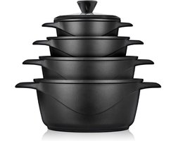 ZRNS® Pannenset Gas en Inductie - Vaatwasser Bestendig - Gietaluminium - Anti-aanbak - Set van 4