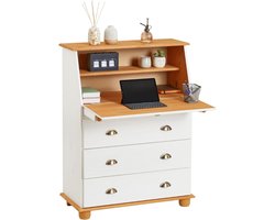 ZRNS® Secretair Bureau - Bureaukast - 2 Vakken 3 Laden - Wit en Bruin