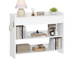 ZRNS® Sidetable met Lade - Consoletafel Industrieel - Haltafel Woonkamer en Entree - 2 Laden - Wit