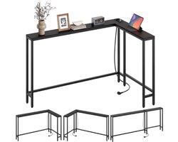 ZRNS® Wandtafel - Halftafel met Lades - Sidetable Industrieel - Console Tafel - Stopcontact en USB Poorten - 180 cm - Zwart