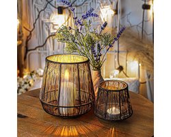 ZRSS® Lantaarn windlicht - Tuinverlichting - Landelijke stijl - Set van 2