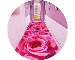 ZRUYI lange loper tapijten voor hal gebied tapijten corridor tapijt 3D stereoscopische roze bloemen ontwerp antislip vloer matten, aangepaste grootte
