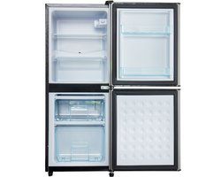 Zubaliya Koelvriescombinatie 106 Liter - Zwart & Zilveren Mini Koelkast Met 7 Temperatuurstanden - Energiezuinig & Stil (≤45 dB)