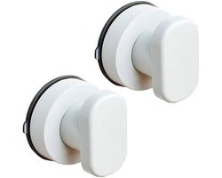 Zuignap deurgreep - Geen perforatie nodig - Zelfklevende duw-trekgreep - Geschikt voor glas-, schuifdeuren en kastdeuren - 6,2 x 5 cm - Wit - 2 stuks
