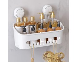 Zuignap Doucherekje Heavy Duty Max Hold 10 KG - Douchemandje Shampoo Houder Badkamer Keuken Badrek - Wit Kunststof