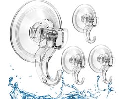 Zuignap Haken - 4 Stuks - Heavy Duty Ophanghaken - Transparant & Waterdicht - Badkamer & Keuken