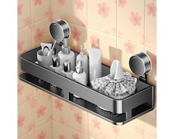 Zuignap Opslagrek - Boorvrij Rekje - Badkamer Keuken - Afneembare Haken - Zie Beschrijving - Enkele Laag