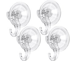 Zuignaphaken, 4-pack, doorzichtige, herbruikbare, zware 10 kg vacuümzuignaphaken, gladde plastic wandhangers, vacuüm, naadloze zuignaphaak voor badkamer, keuken, raam, tassen, jassen, petten, handdoeken