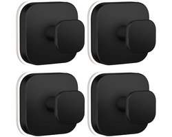 Zuignaphaken voor de douche, stevige douchehaken voor de badkamermuur, glazen ramen, gladde deuren om handdoeken, badjassen en jassen op te hangen, herbruikbare zuignapkranshanger voor kerstkransen - zwart (4 stuks)