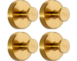 Zuignaphaken voor douche Badkamerhaken voor handdoeken, badjassen, luffa Te monteren op badkamermuren, keuken, glas, spiegels, tegels en andere gladde, niet-poreuze oppervlakken Geborsteld goud 4-pack