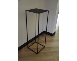 Zuil - 90 cm - metaal plantenzuil - mat zwart - sokkel - plantentafel