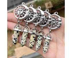 Zuil Hangers Edelsteen - Amulet Hanger - Sieraden Maken - Gespikkelde Edelsteen - 5 stuks - Multicolor