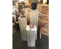Zuil- sokkel - pilaar hout-  Hoogte 80 cm H x 23 cm B  steigerhout - plantenzuil - zuil voor beelden - binnen/buiten