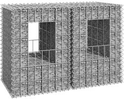 Zuilen 2 STK. 40x40x60 cm ijzer, stenen mand voor tuin, metalen schanskorf voor decoratie, weerbestendig, zilver