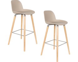 Zuiver Albert Kuip Barkrukken rugleuning 75 cm Taupe - Set van 2