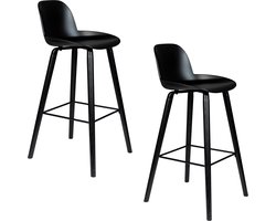 Zuiver Albert Kuip Barkrukken rugleuning 75 cm Zwart - Set van 2