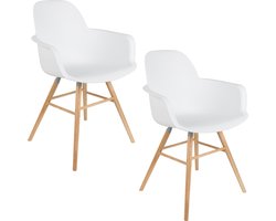 Zuiver Albert Kuip Eetkamerstoelen Armleuning Wit - Set van 2