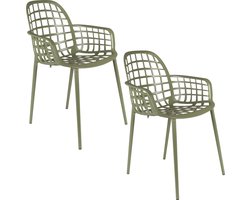 Zuiver Albert Kuip Tuin Eetkamerstoelen armleuning Groen - Set van 2